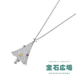 クリスマスツリーイエローサファイア・グリーンガーネット・ルビー・テーパーダイヤ・パヴェダイヤペンダントネックレス/ブローチ