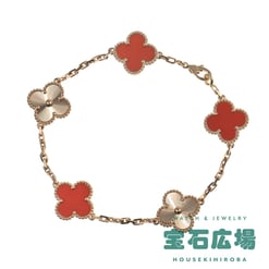 ヴィンテージアルハンブラ 5モチーフ ギヨシェ 3Pカーネリアン ブレスレット