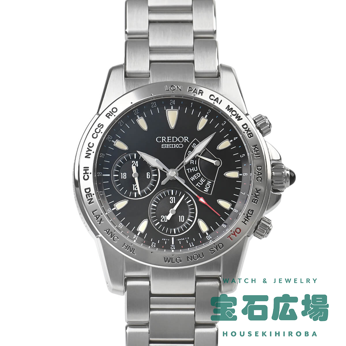 GCBG987 4S77-0A40 クレドール フェニックス ワールドタイム 熊川哲也限定1000本 ブラック
